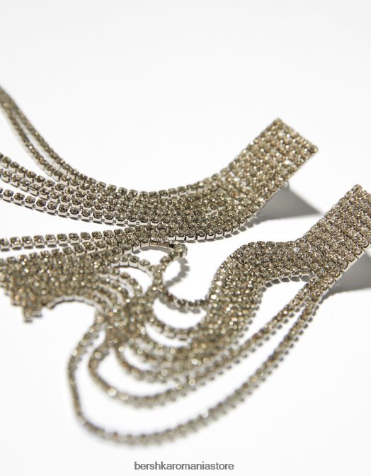 Bershka femei cercei cascada cu strasuri argint Z86D1864 accesorii