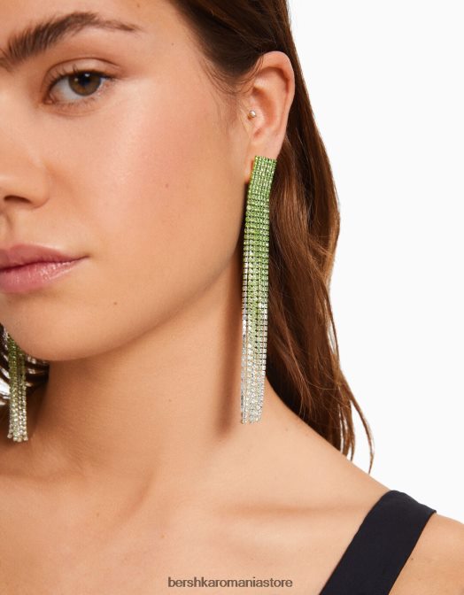 Bershka femei cercei cascada cu strasuri verde Z86D1870 accesorii