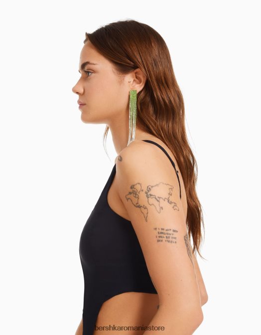 Bershka femei cercei cascada cu strasuri verde Z86D1870 accesorii