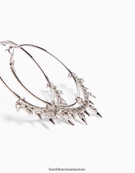 Bershka femei cercei cu cerc cu strasuri argint Z86D2459 accesorii