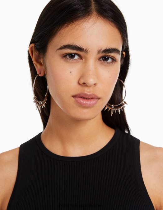 Bershka femei cercei cu cerc cu strasuri argint Z86D2459 accesorii