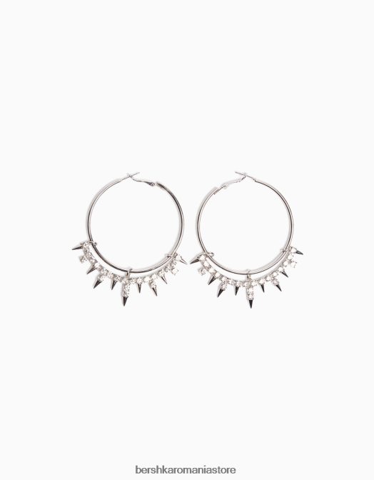 Bershka femei cercei cu cerc cu strasuri argint Z86D2459 accesorii