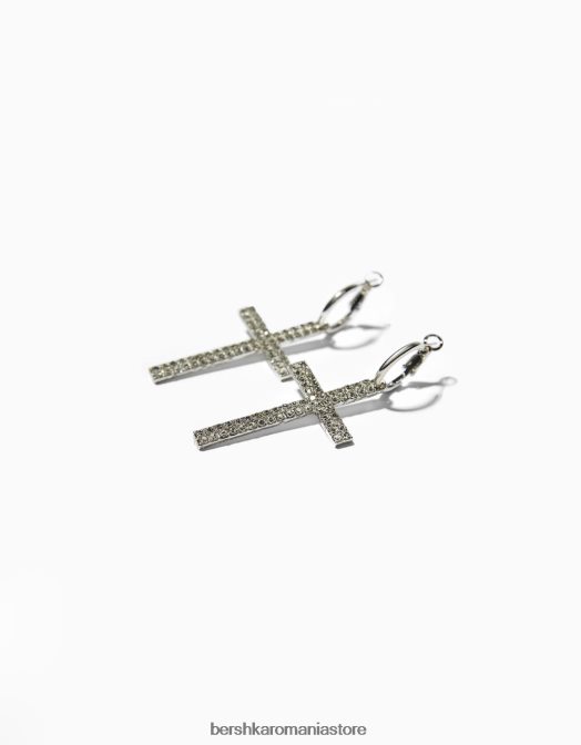 Bershka femei cercei cu cruce cu bijuterii argint Z86D2441 accesorii