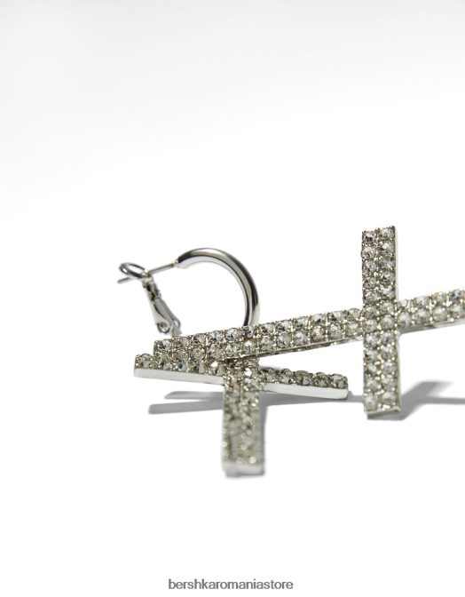 Bershka femei cercei cu cruce cu bijuterii argint Z86D2441 accesorii