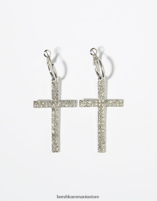 Bershka femei cercei cu cruce cu bijuterii argint Z86D2441 accesorii
