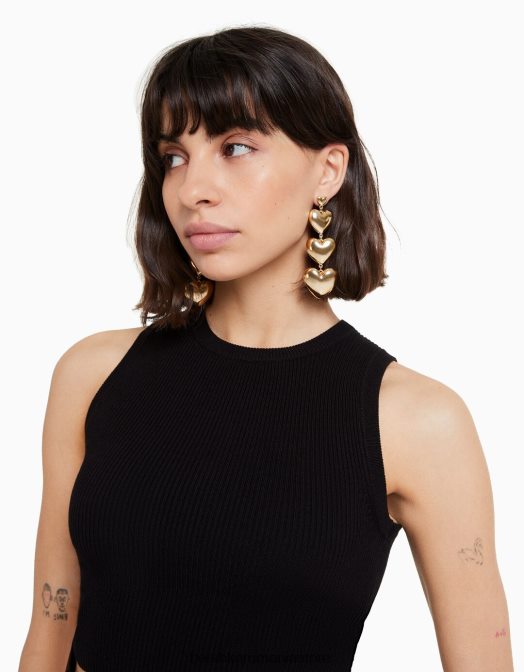 Bershka femei cercei cu inimă în cascadă aur Z86D2456 accesorii