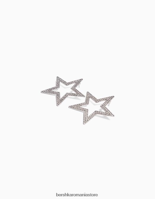 Bershka femei cercei stea cu strass argint Z86D1865 accesorii