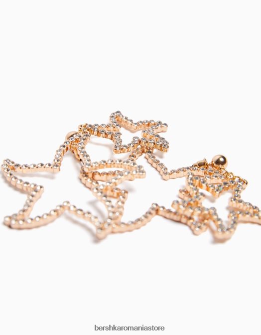 Bershka femei cercei stea cu strass aur Z86D2465 accesorii