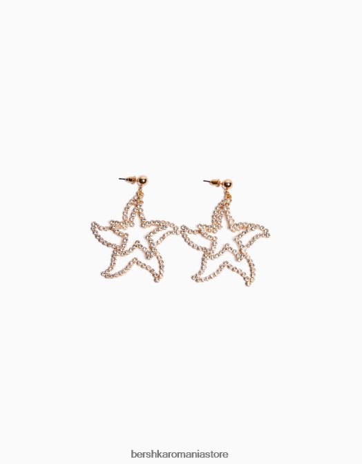 Bershka femei cercei stea cu strass aur Z86D2465 accesorii