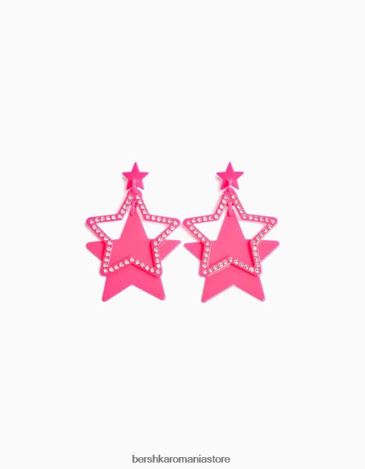 Bershka femei cercei stea cu strass fucsie Z86D1904 accesorii