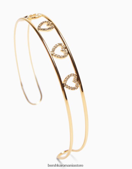 Bershka femei choker rigid cu inimioare de strass aur Z86D2500 accesorii