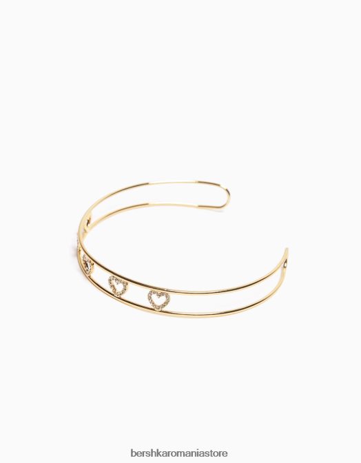 Bershka femei choker rigid cu inimioare de strass aur Z86D4209 accesorii