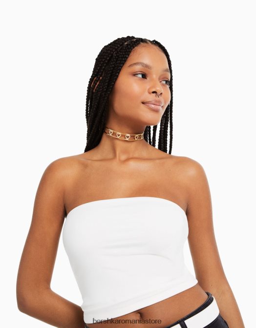 Bershka femei choker rigid cu inimioare de strass nu spăla Z86D2499 accesorii