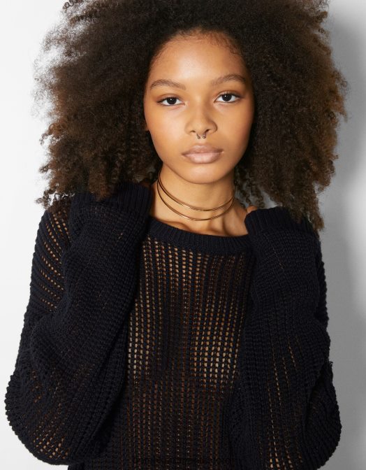 Bershka femei colier choker de culoare aurie aur Z86D2502 accesorii