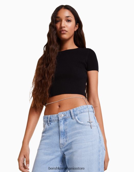 Bershka femei lant de burtica stras cu cruce argint Z86D1910 accesorii