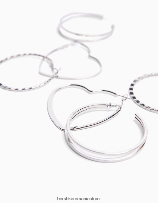 Bershka femei pachet de 3 cercei subțiri cu inimă argint Z86D2525 accesorii