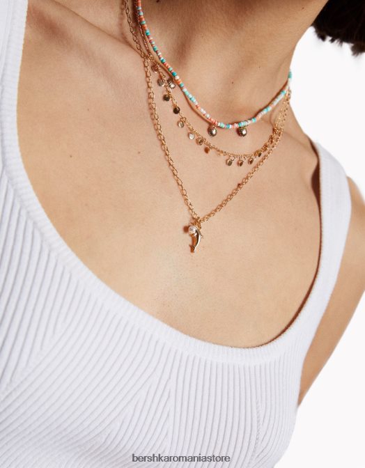 Bershka femei pachet de 3 coliere charm si margele aur Z86D2520 accesorii