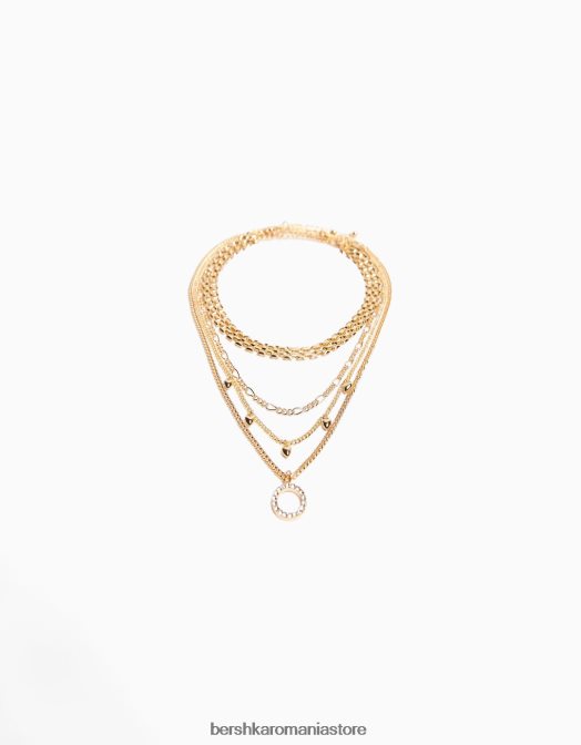 Bershka femei pachet de 4 coliere choker cu lant aur Z86D2508 accesorii