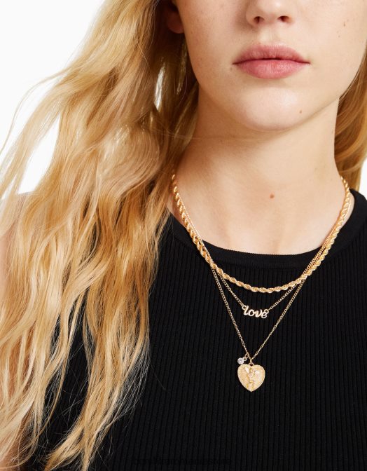 Bershka femei pachet de 4 coliere cu tema dragostei aur Z86D2449 accesorii