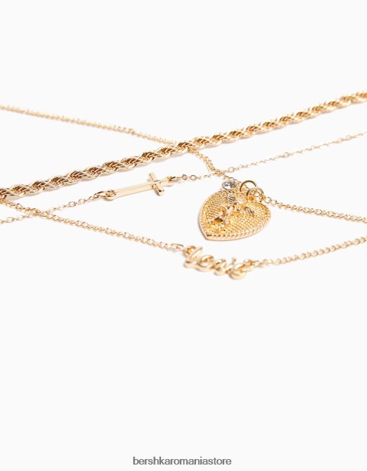Bershka femei pachet de 4 coliere cu tema dragostei aur Z86D2449 accesorii