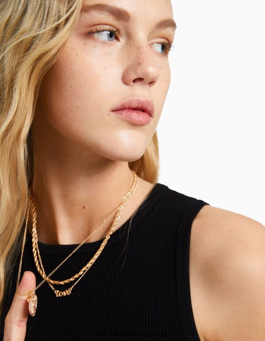 Bershka femei pachet de 4 coliere cu tema dragostei aur Z86D2449 accesorii