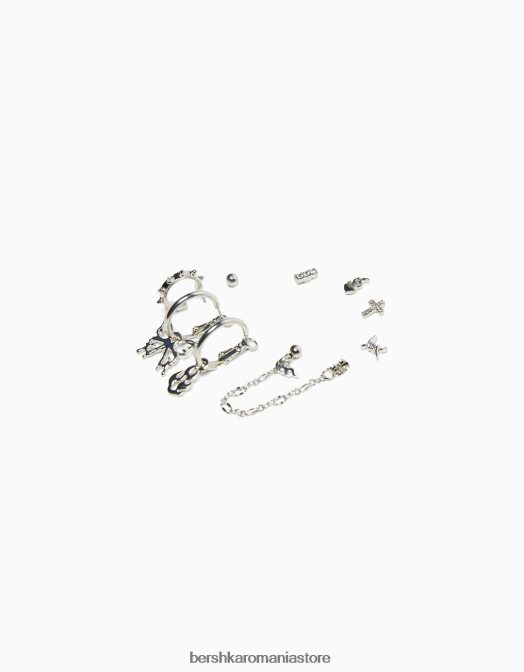 Bershka femei pachet de 9 cercei ear cuff argint Z86D2469 accesorii