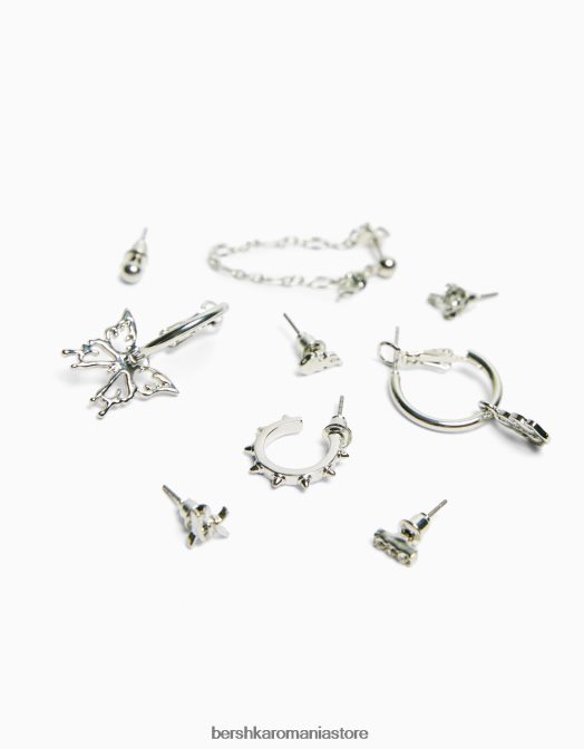 Bershka femei pachet de 9 cercei ear cuff argint Z86D2469 accesorii