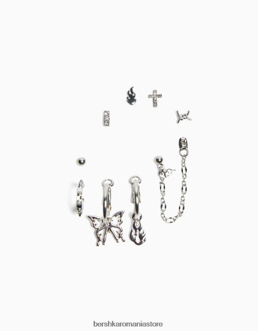 Bershka femei pachet de 9 cercei ear cuff argint Z86D2469 accesorii