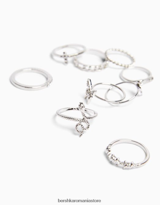 Bershka femei pachet de 9 inele nefaste argint Z86D2452 accesorii
