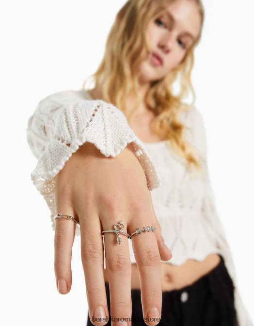 Bershka femei pachet de 9 inele nefaste argint Z86D2452 accesorii