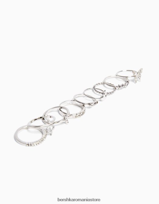 Bershka femei pachet de 9 inele nefaste argint Z86D2452 accesorii