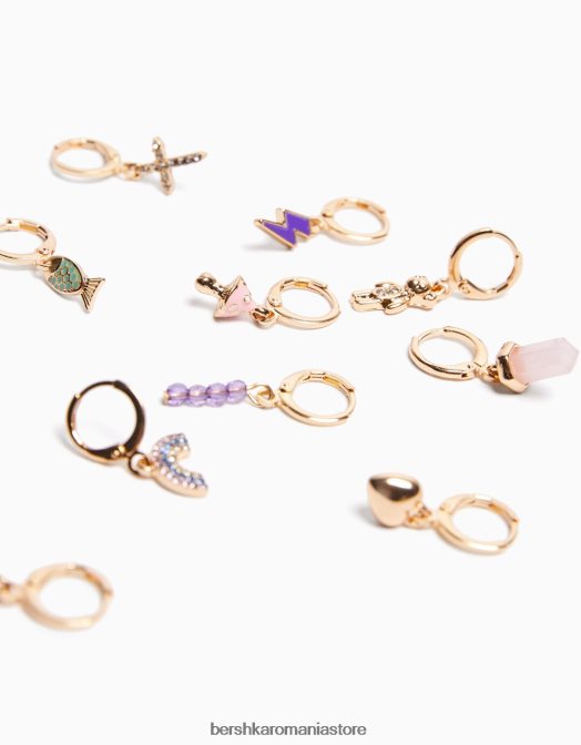 Bershka femei set de 10 cercei cu manșetă pentru urechi aur Z86D2476 accesorii