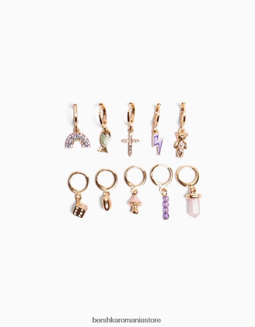 Bershka femei set de 10 cercei cu manșetă pentru urechi aur Z86D2476 accesorii