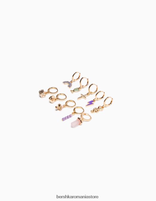 Bershka femei set de 10 cercei cu manșetă pentru urechi aur Z86D4206 accesorii