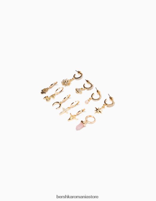 Bershka femei set de 10 cercei earcuff cruce aur Z86D2477 accesorii