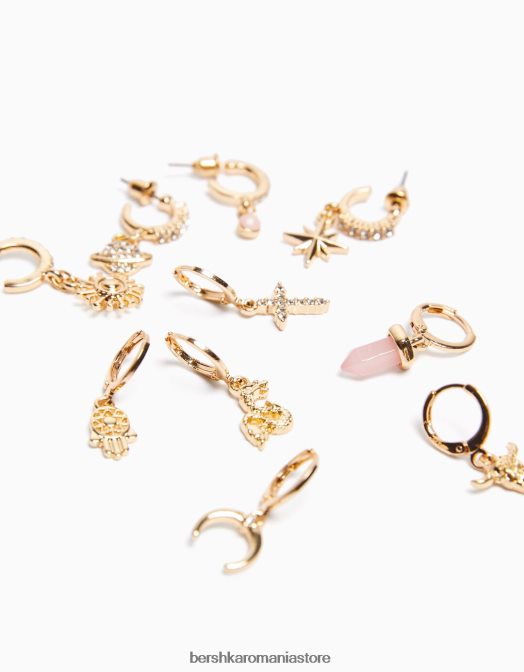 Bershka femei set de 10 cercei earcuff cruce aur Z86D2477 accesorii