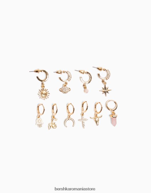 Bershka femei set de 10 cercei earcuff cruce aur Z86D2477 accesorii