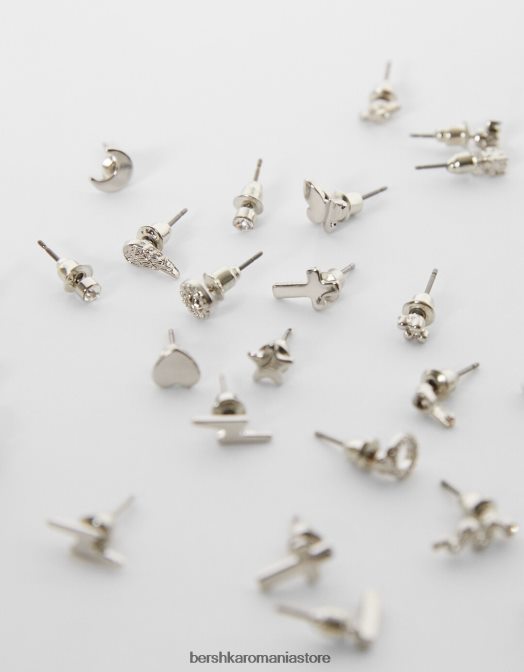 Bershka femei set de 20 de perechi de cercei: cruce fluture argint Z86D2517 accesorii