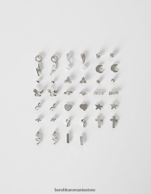 Bershka femei set de 20 de perechi de cercei: cruce fluture argint Z86D2517 accesorii
