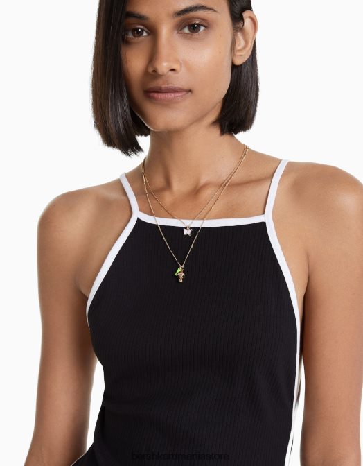 Bershka femei set de 3 coliere cu flori si fluturi aur Z86D2531 accesorii