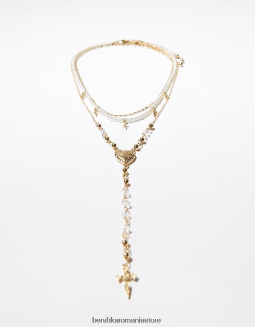 Bershka femei set de 3 coliere cu lanț cu pandantiv în cruce aur Z86D2506 accesorii