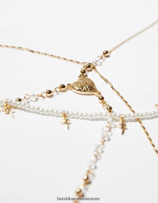 Bershka femei set de 3 coliere cu lanț cu pandantiv în cruce aur Z86D2506 accesorii