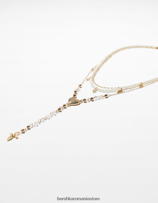 Bershka femei set de 3 coliere cu lanț cu pandantiv în cruce aur Z86D2506 accesorii