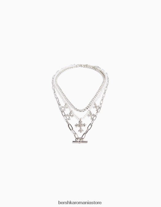 Bershka femei set de 3 coliere cu lant argint Z86D2442 accesorii