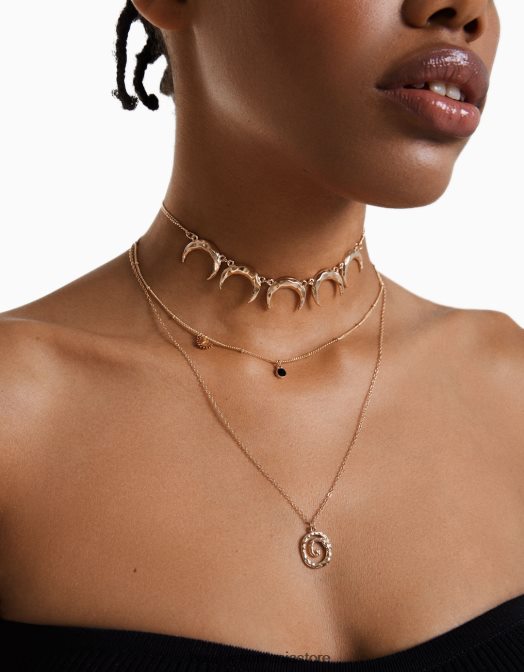 Bershka femei set de 3 coliere cu luna aur Z86D2463 accesorii