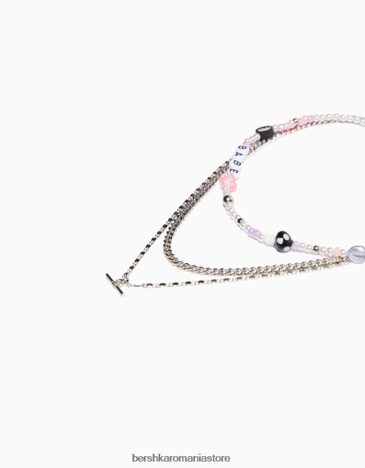 Bershka femei set de 3 coliere de margele de perle argint Z86D2512 accesorii