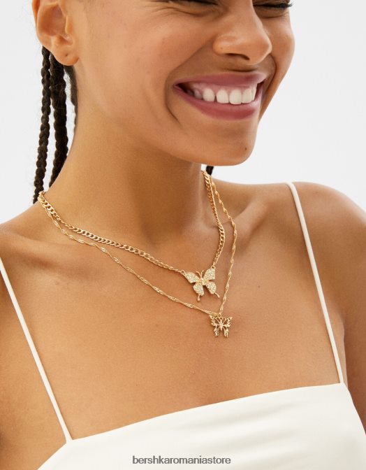 Bershka femei set de 3 coliere fluturi aur Z86D2451 accesorii