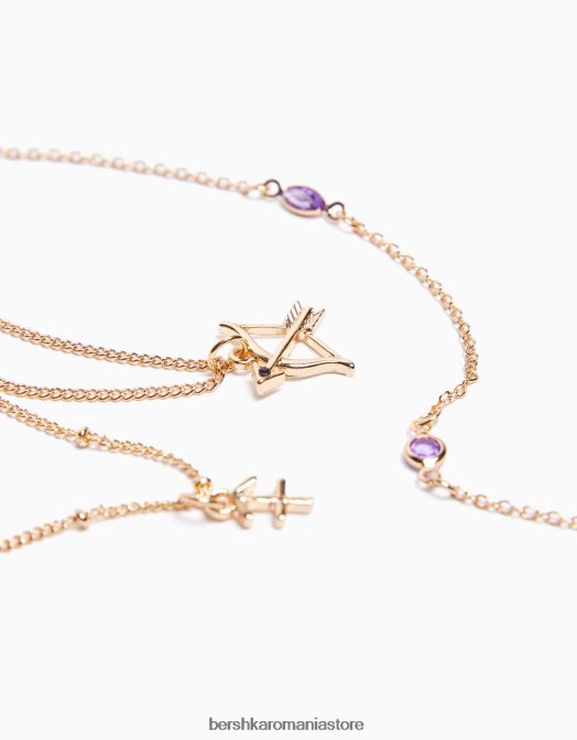 Bershka femei set de 3 coliere zodia sagetator aur Z86D4220 accesorii
