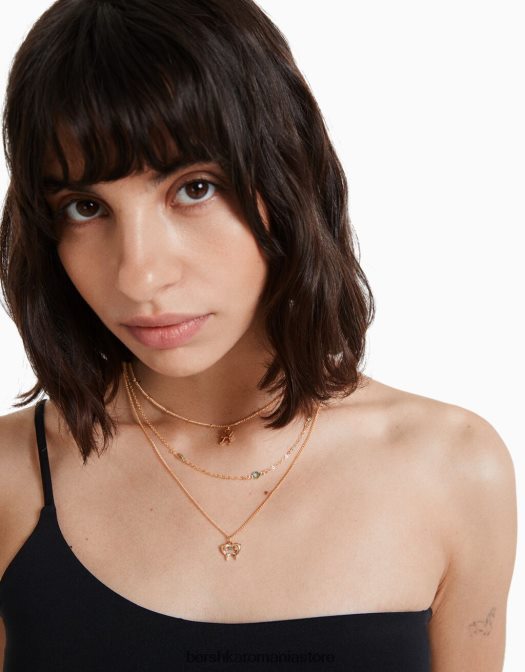 Bershka femei set de 3 coliere zodiacale pesti aur Z86D2423 accesorii