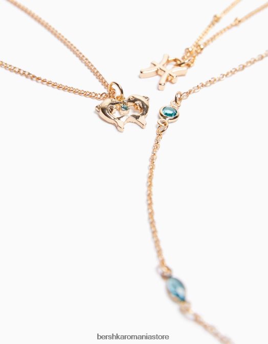 Bershka femei set de 3 coliere zodiacale pesti aur Z86D4221 accesorii